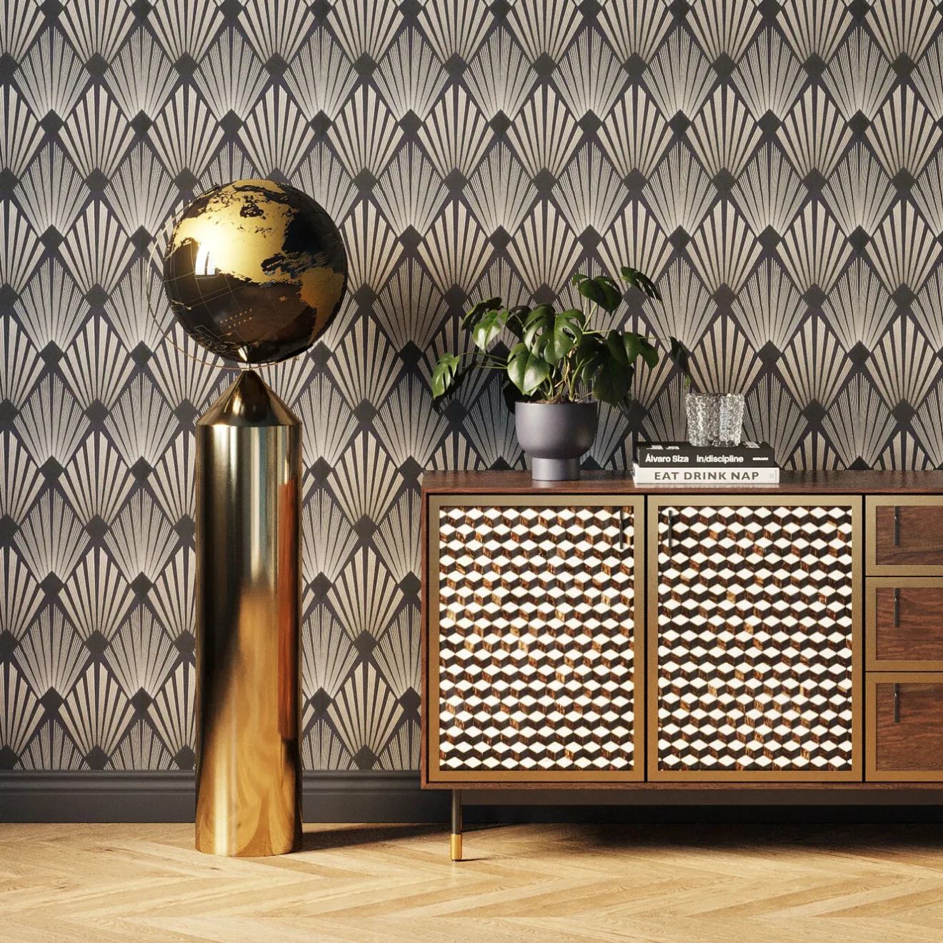 KARE Design Objets Déco|Objet Décoratif Globe Top Dore 132Cm