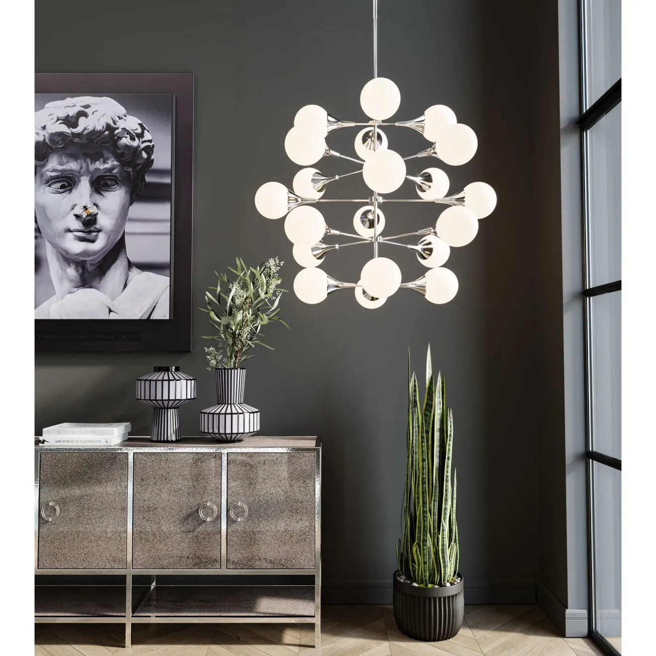 KARE Design Suspensions|Suspension Bulb Fiction 20 Argente O102Cm