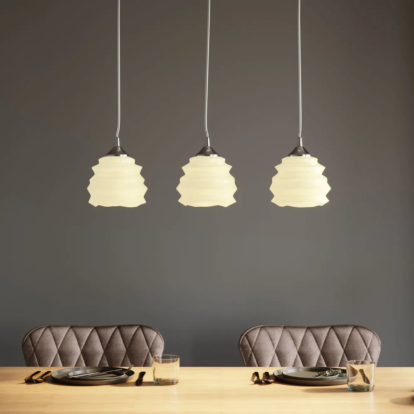 KARE Design Suspensions|Suspension Ruffle Dining Blanc