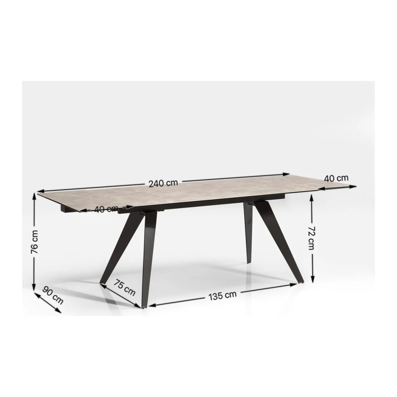 KARE Design Tables Extensibles|Table A Rallonges Amsterdam Look Marbre 160(40+40)