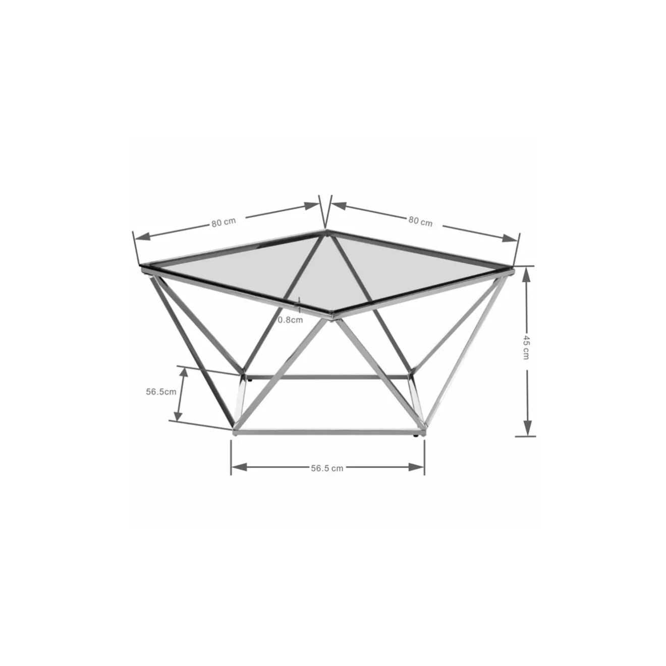 KARE Design Tables Basses|Table Basse Cristallo Argente 80X80Cm