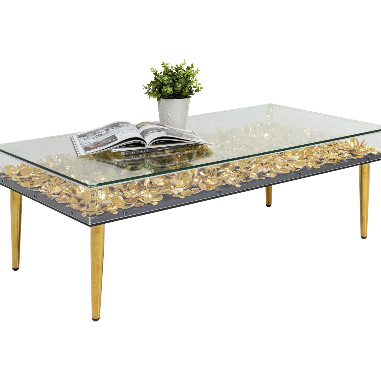KARE Design Tables Basses|Table Basse Gold Flowers 120X60