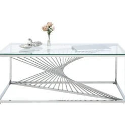KARE Design Tables Basses|Table Basse Laser Argente-Verre Clair 120X60Cm