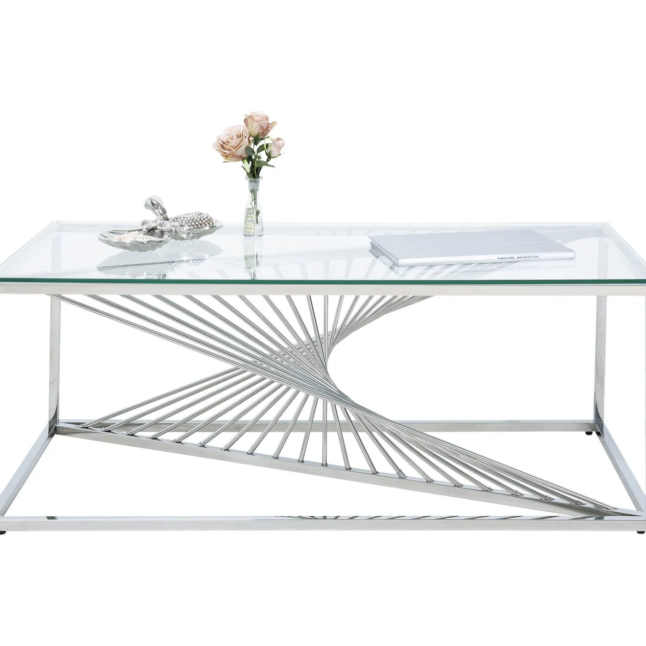 KARE Design Tables Basses|Table Basse Laser Argente-Verre Clair 120X60Cm