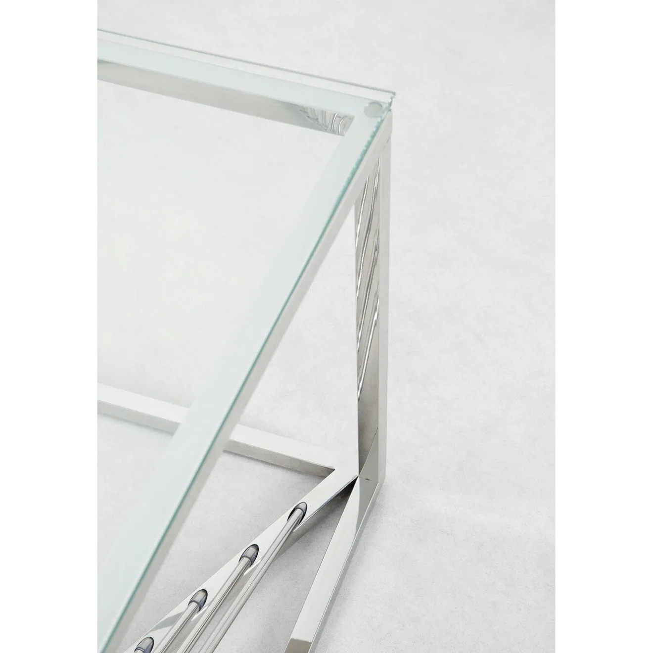 KARE Design Tables Basses|Table Basse Laser Argente-Verre Clair 120X60Cm