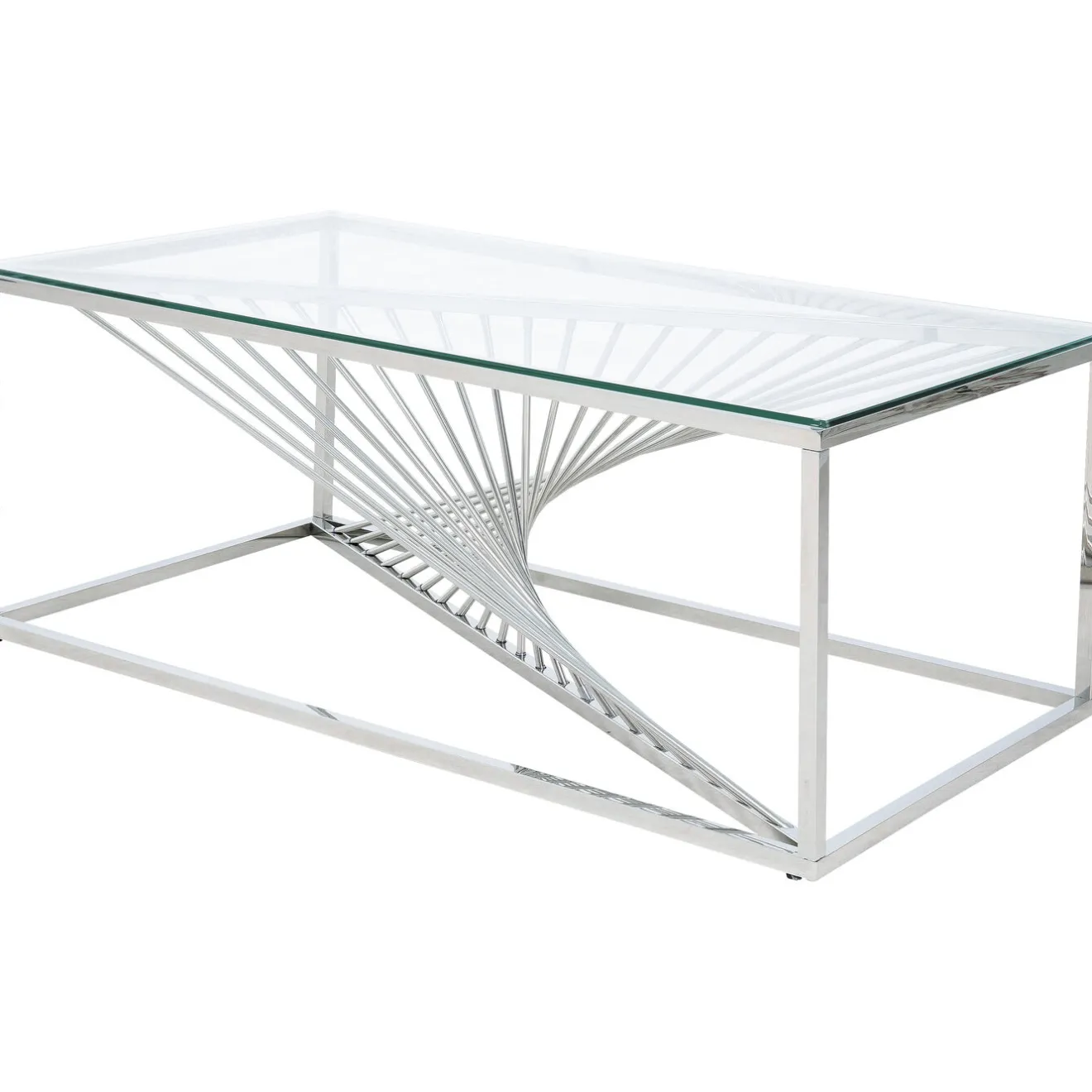 KARE Design Tables Basses|Table Basse Laser Argente-Verre Clair 120X60Cm
