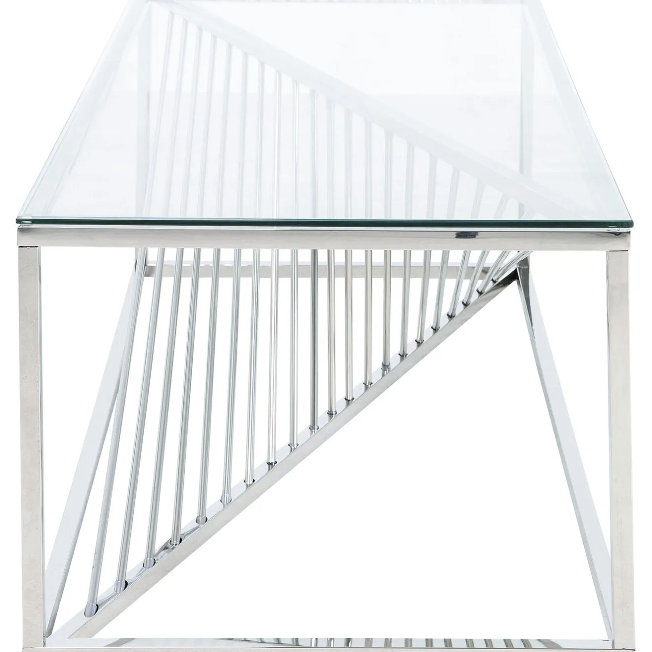 KARE Design Tables Basses|Table Basse Laser Argente-Verre Clair 120X60Cm