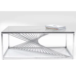 KARE Design Tables Basses|Table Basse Laser Argente-Verre Clair 120X60Cm