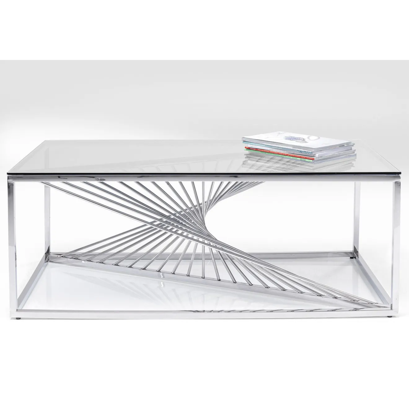 KARE Design Tables Basses|Table Basse Laser Argente-Verre Clair 120X60Cm