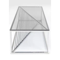KARE Design Tables Basses|Table Basse Laser Argente-Verre Clair 120X60Cm