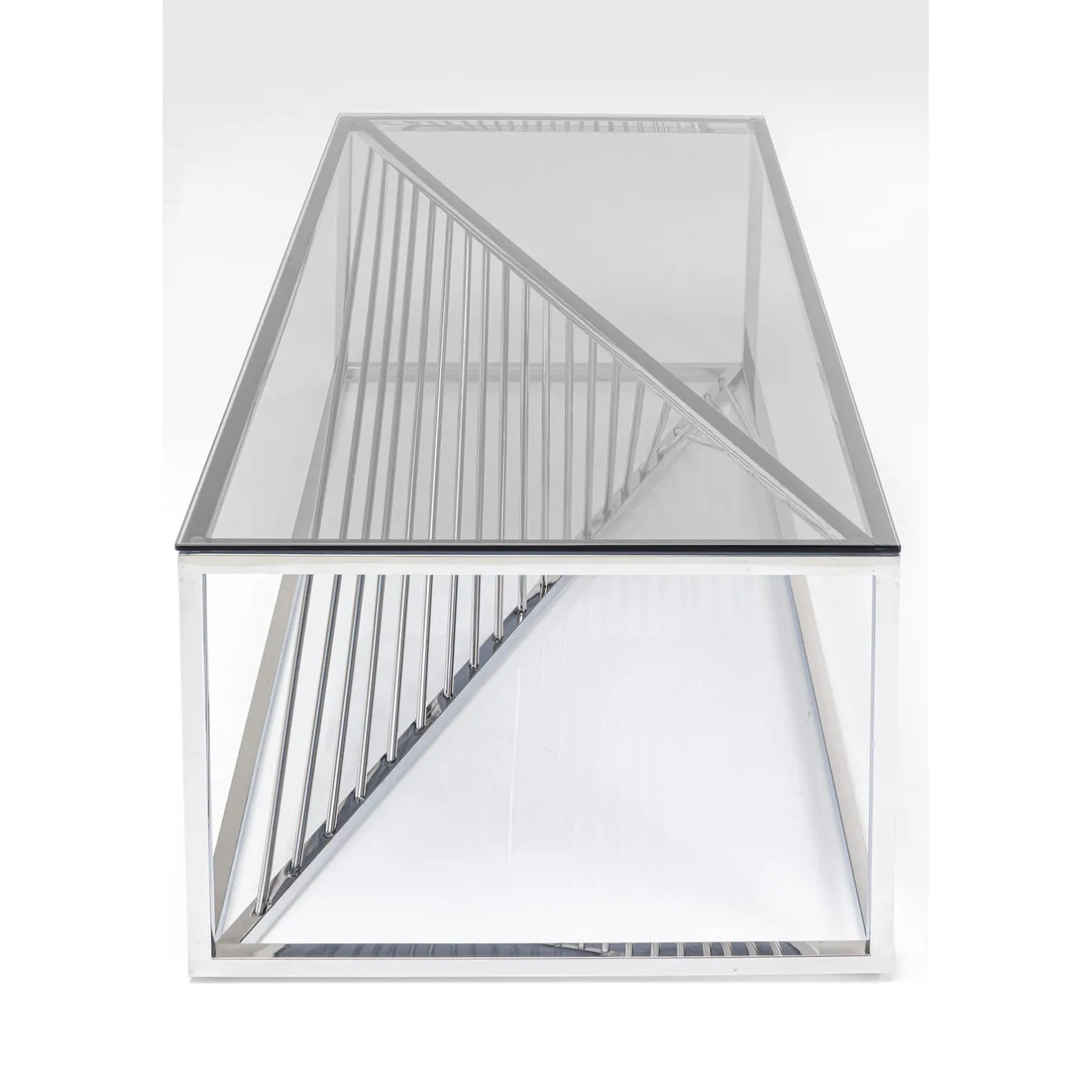 KARE Design Tables Basses|Table Basse Laser Argente-Verre Clair 120X60Cm