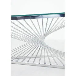 KARE Design Tables Basses|Table Basse Laser Argente-Verre Clair 120X60Cm