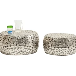 KARE Design Tables Basses|Table Basse Pebbles Deluxe Argente (Jeu De 2)