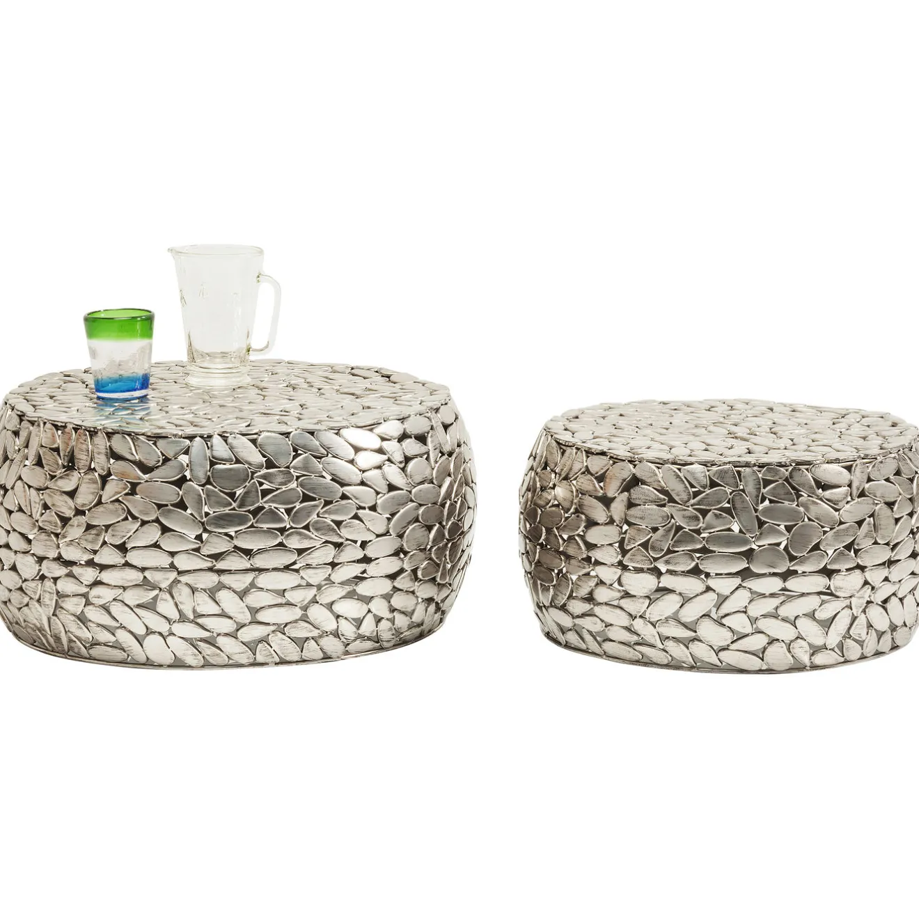 KARE Design Tables Basses|Table Basse Pebbles Deluxe Argente (Jeu De 2)