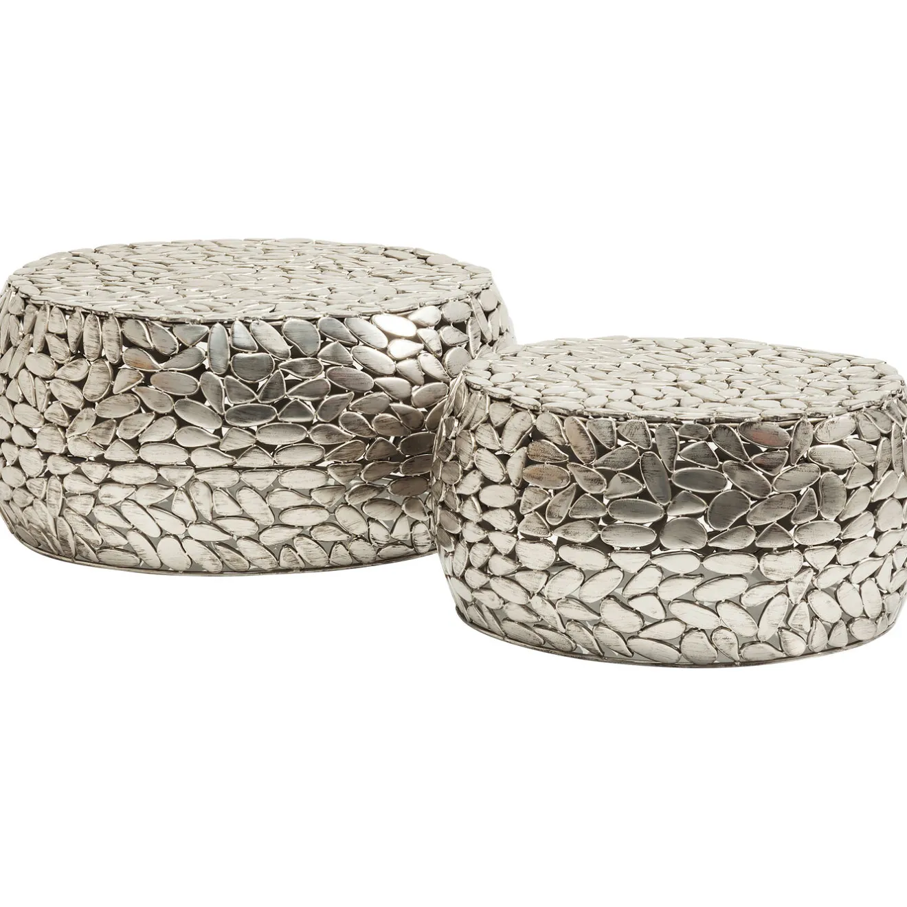 KARE Design Tables Basses|Table Basse Pebbles Deluxe Argente (Jeu De 2)