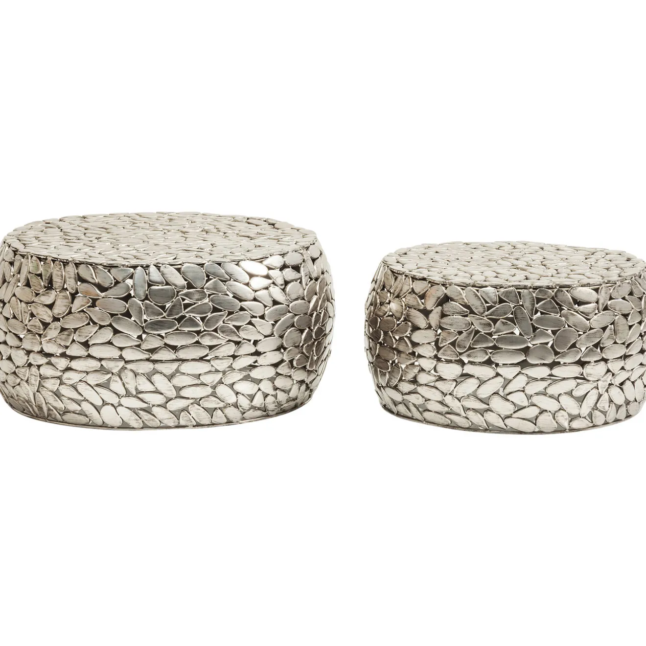 KARE Design Tables Basses|Table Basse Pebbles Deluxe Argente (Jeu De 2)