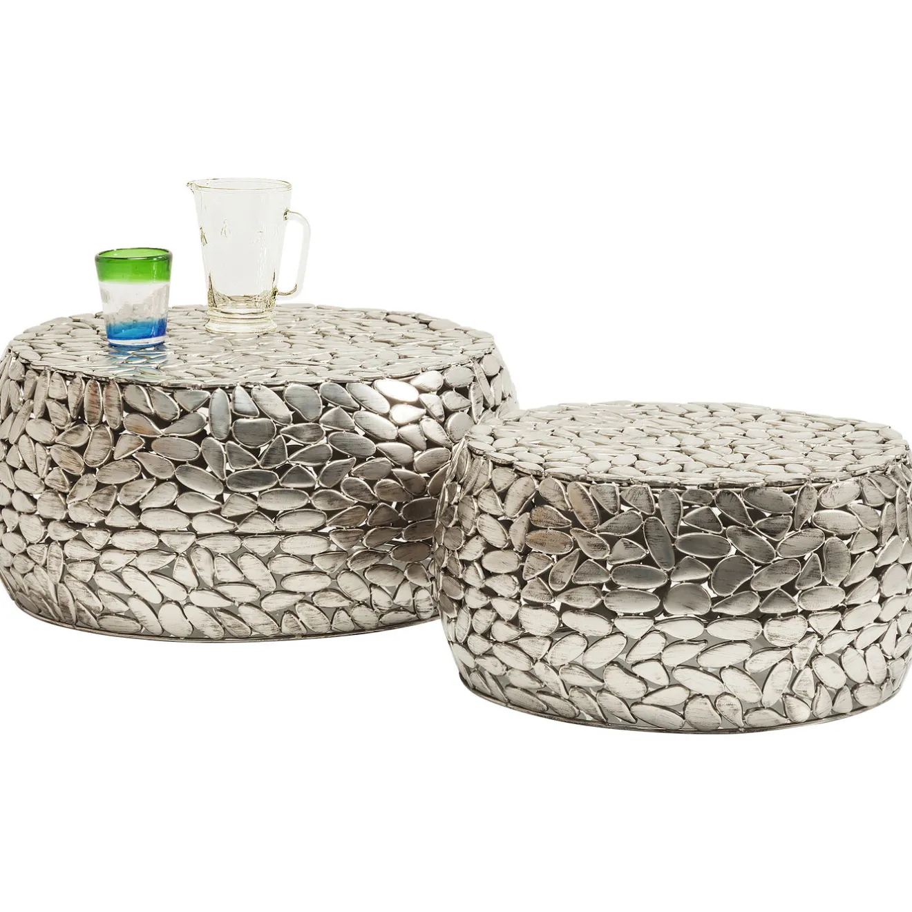 KARE Design Tables Basses|Table Basse Pebbles Deluxe Argente (Jeu De 2)
