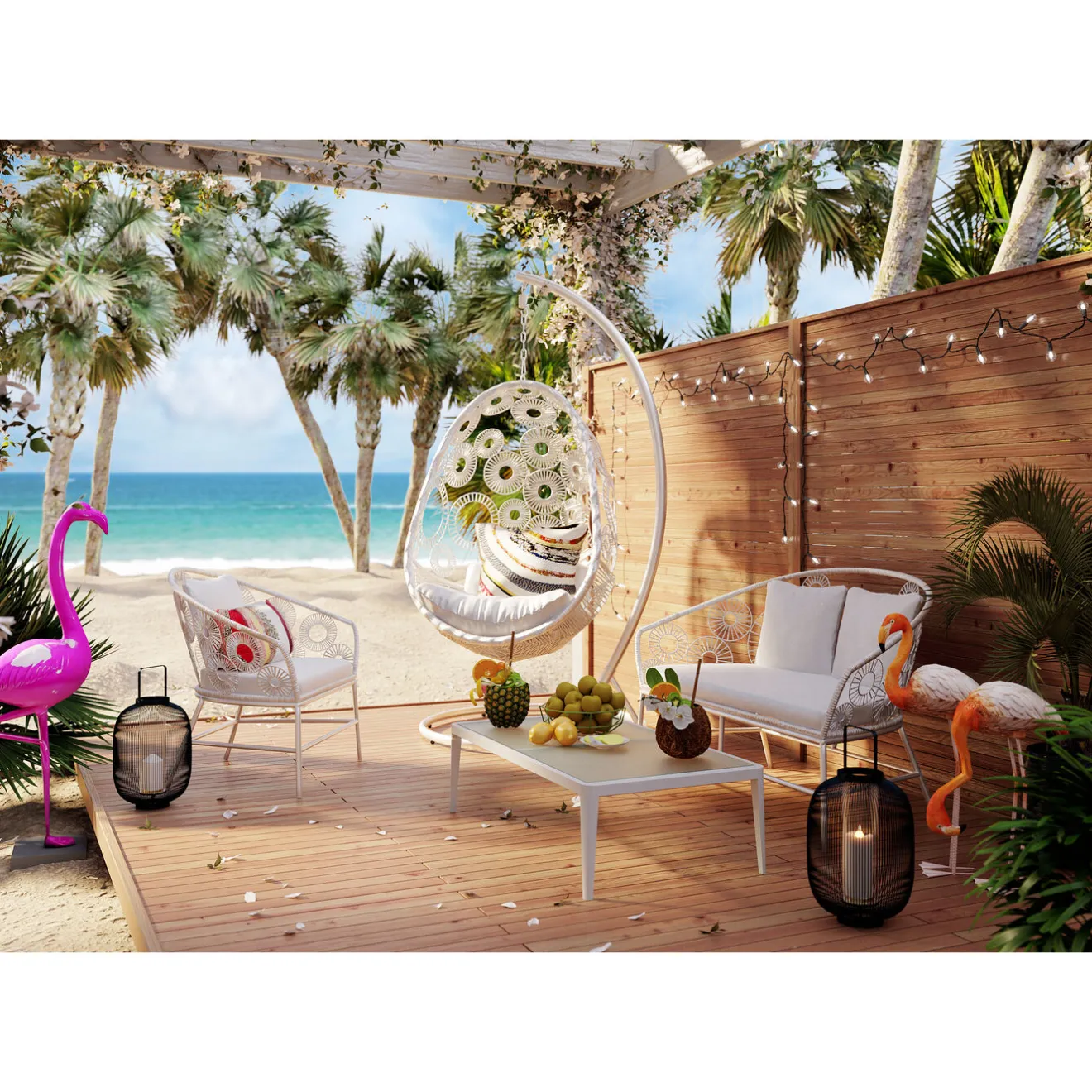 KARE Design Mobilier Lounge|Table Basse Tiki Blanc