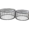 KARE Design Tables Basses|Table Basse Wire Noir/Verre Décor Marbre (2/Set)