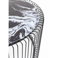 KARE Design Tables Basses|Table Basse Wire Noir/Verre Décor Marbre (2/Set)