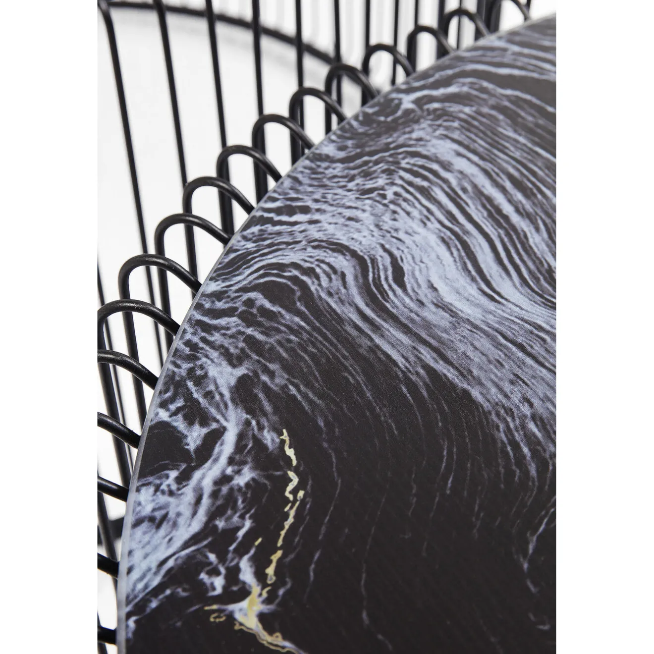 KARE Design Tables Basses|Table Basse Wire Noir/Verre Décor Marbre (2/Set)