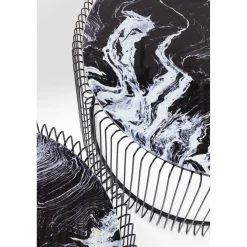 KARE Design Tables Basses|Table Basse Wire Noir/Verre Décor Marbre (2/Set)