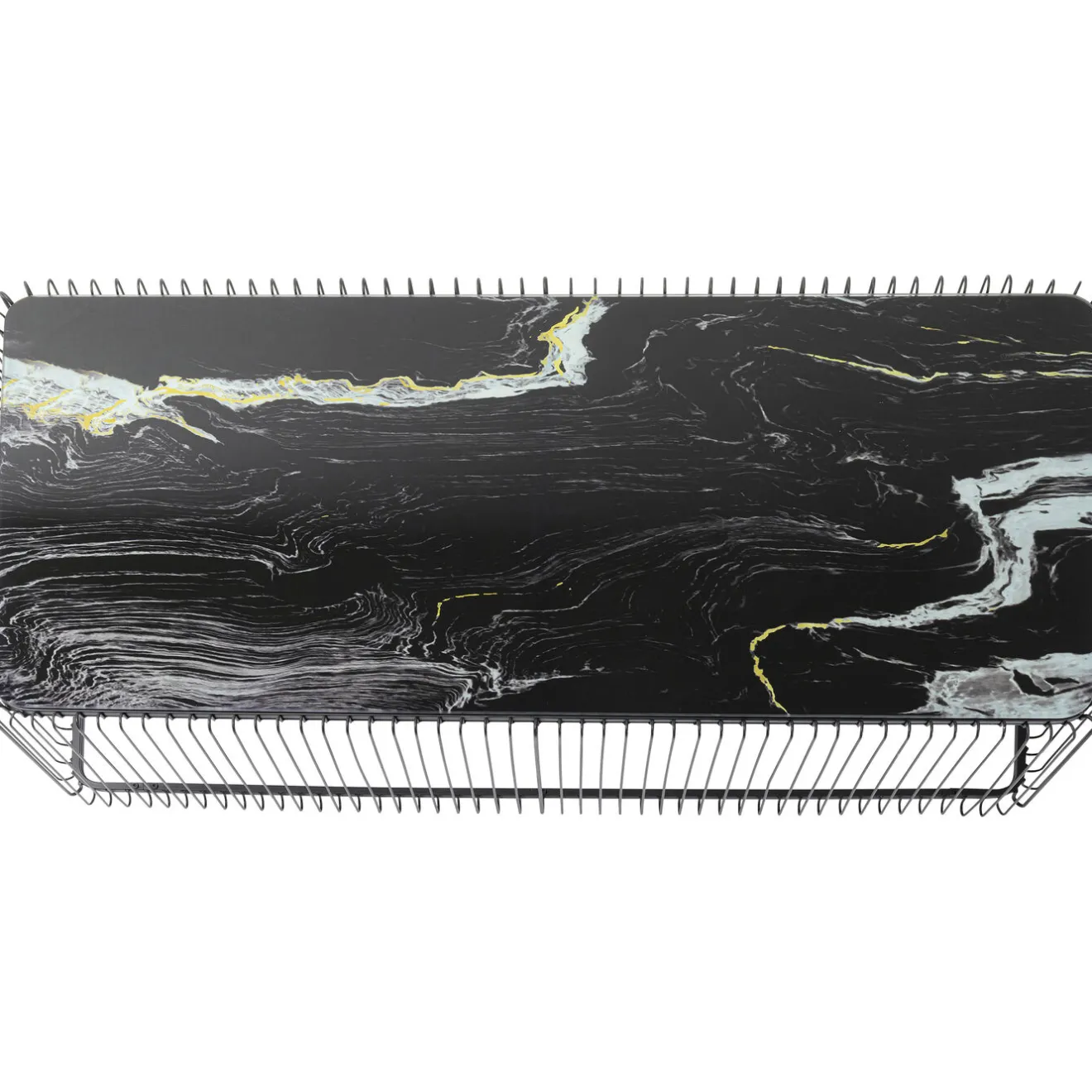 KARE Design Tables Basses|Table Basse Wire Verre Marbre Noir 145X70Cm
