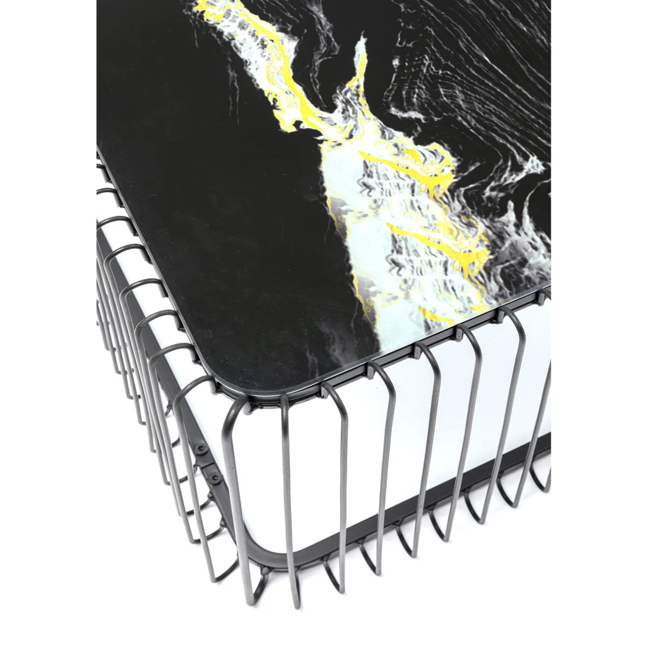 KARE Design Tables Basses|Table Basse Wire Verre Marbre Noir 145X70Cm