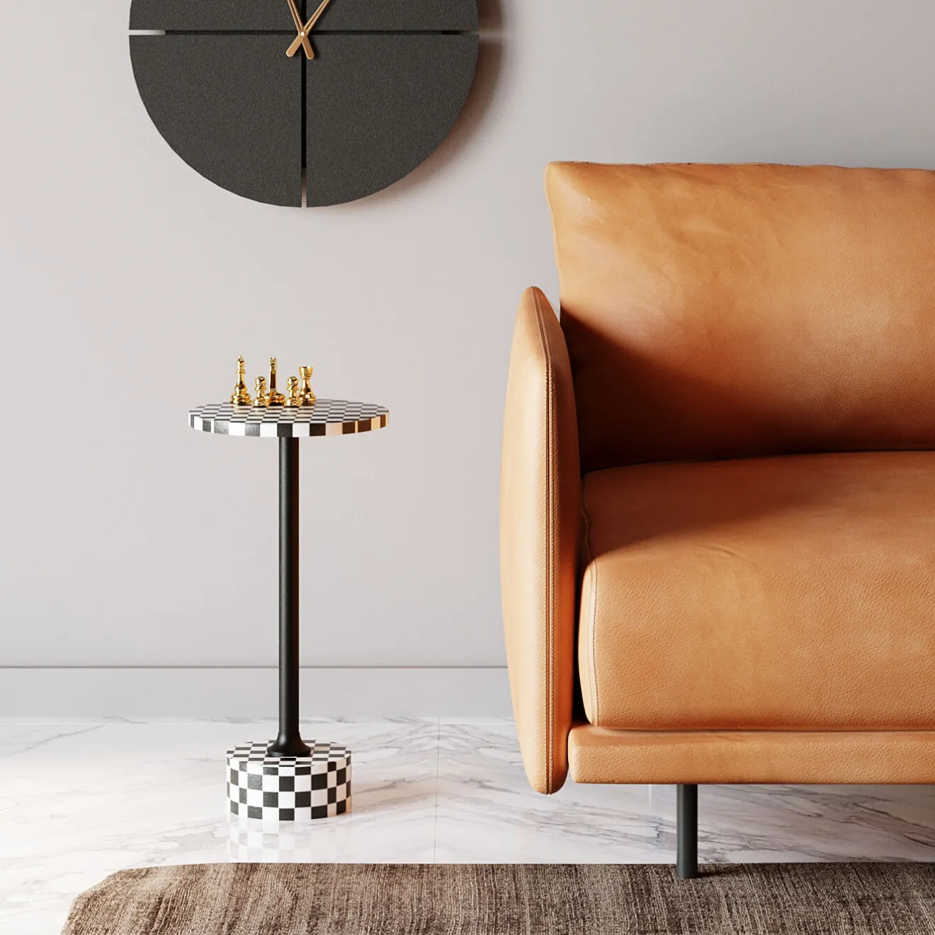 KARE Design Tables D'Appoint|Table D Appoint Domero Chess Noir Blanc O25Cm