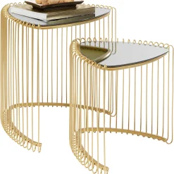 KARE Design Tables D'Appoint|Table D Appoint Wire Triangle Dore (2/Set)