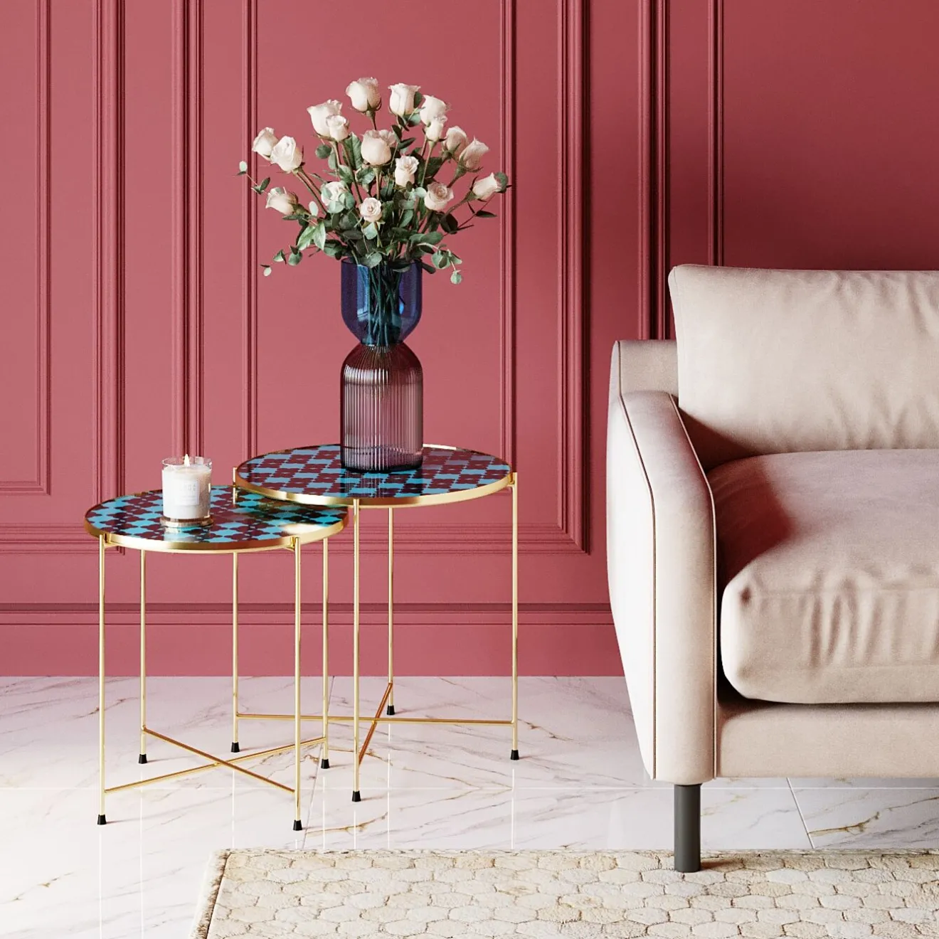 KARE Design Tables D'Appoint|Table D Apppoint Priya Bleu (2/Set)