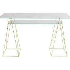KARE Design Bureaux|Table Polar Laiton-Verre Trempe 8Mm