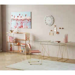 KARE Design Bureaux|Table Polar Laiton-Verre Trempe 8Mm