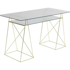 KARE Design Bureaux|Table Polar Laiton-Verre Trempe 8Mm