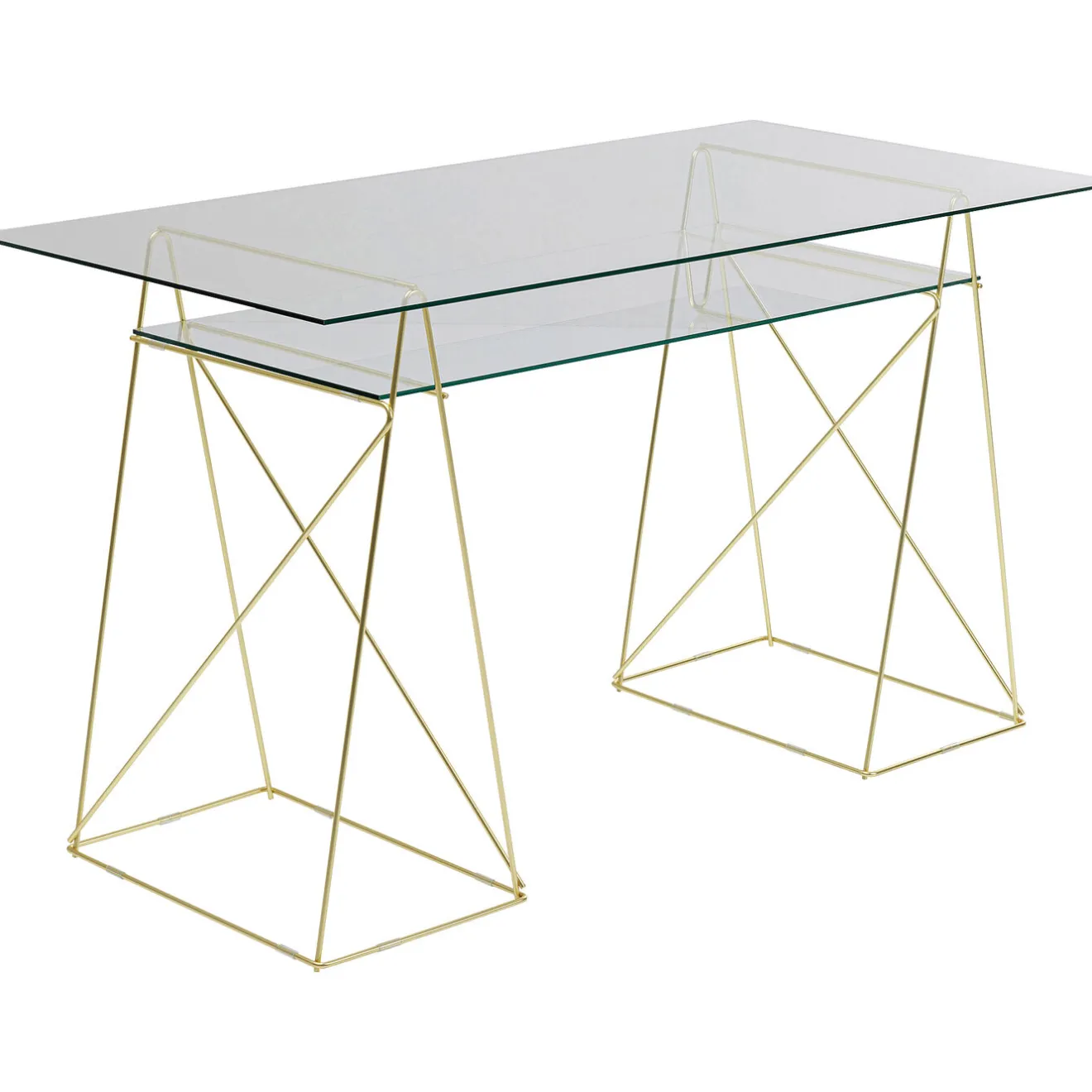 KARE Design Bureaux|Table Polar Laiton-Verre Trempe 8Mm