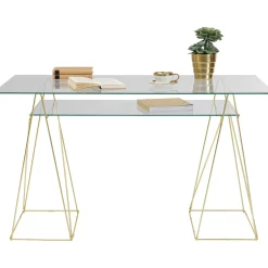 KARE Design Bureaux|Table Polar Laiton-Verre Trempe 8Mm