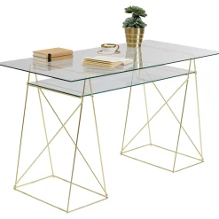 KARE Design Bureaux|Table Polar Laiton-Verre Trempe 8Mm