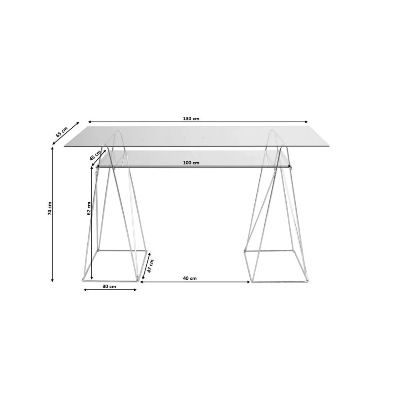 KARE Design Bureaux|Table Polar Laiton-Verre Trempe 8Mm