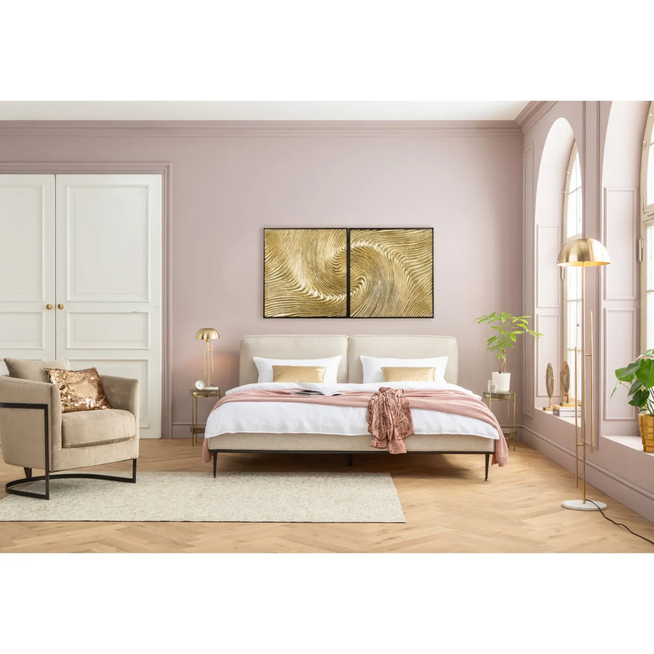 KARE Design Tableaux D'Objets|Tableau Décoratif Wave Dore (2/Set)