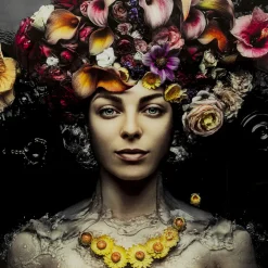 KARE Design Tableaux En Verre|Tableau En Verre Flower Art Lady 80X80Cm