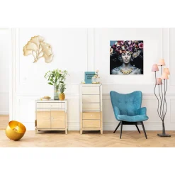 KARE Design Tableaux En Verre|Tableau En Verre Flower Art Lady 80X80Cm