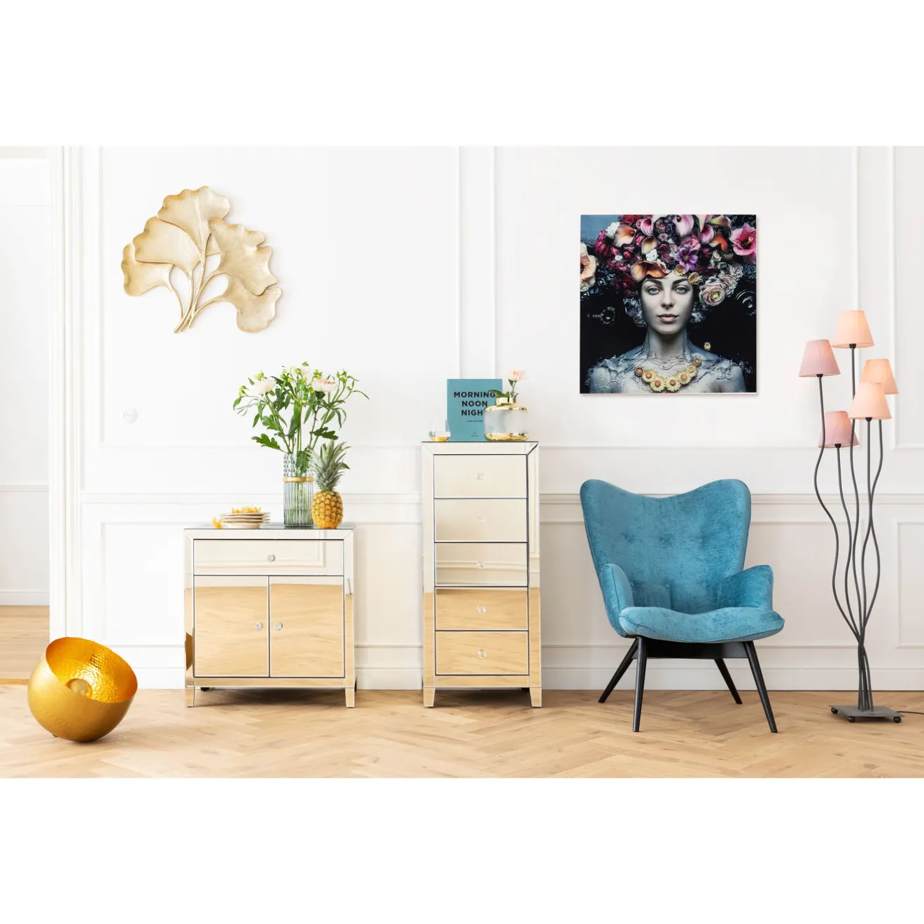 KARE Design Tableaux En Verre|Tableau En Verre Flower Art Lady 80X80Cm