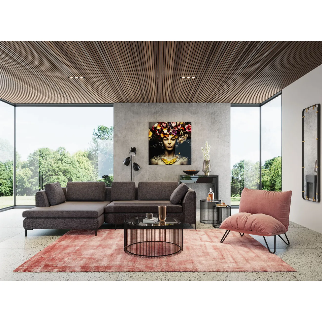 KARE Design Tableaux En Verre|Tableau En Verre Flower Art Lady 80X80Cm