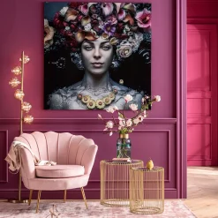 KARE Design Tableaux En Verre|Tableau En Verre Flower Art Lady 120X120Cm
