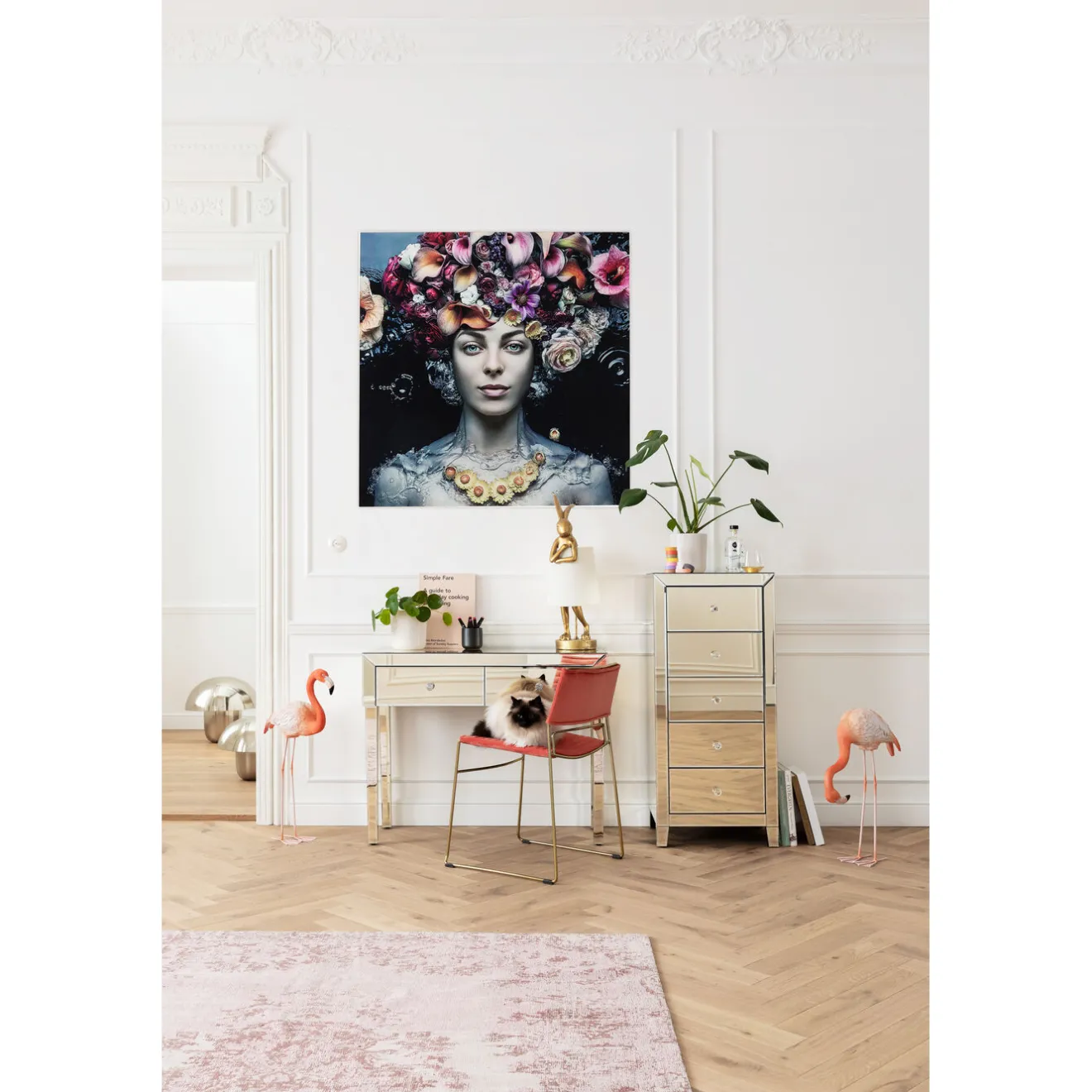 KARE Design Tableaux En Verre|Tableau En Verre Flower Art Lady 120X120Cm