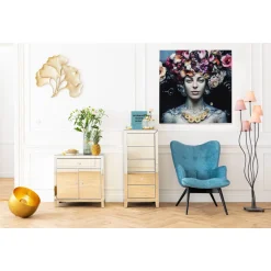 KARE Design Tableaux En Verre|Tableau En Verre Flower Art Lady 120X120Cm