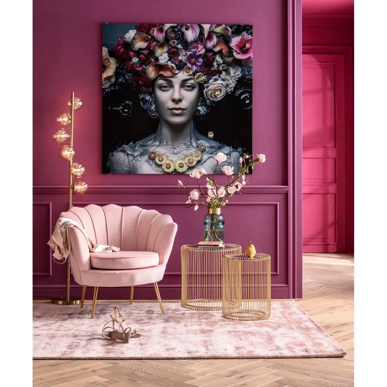 KARE Design Tableaux En Verre|Tableau En Verre Flower Art Lady 120X120Cm