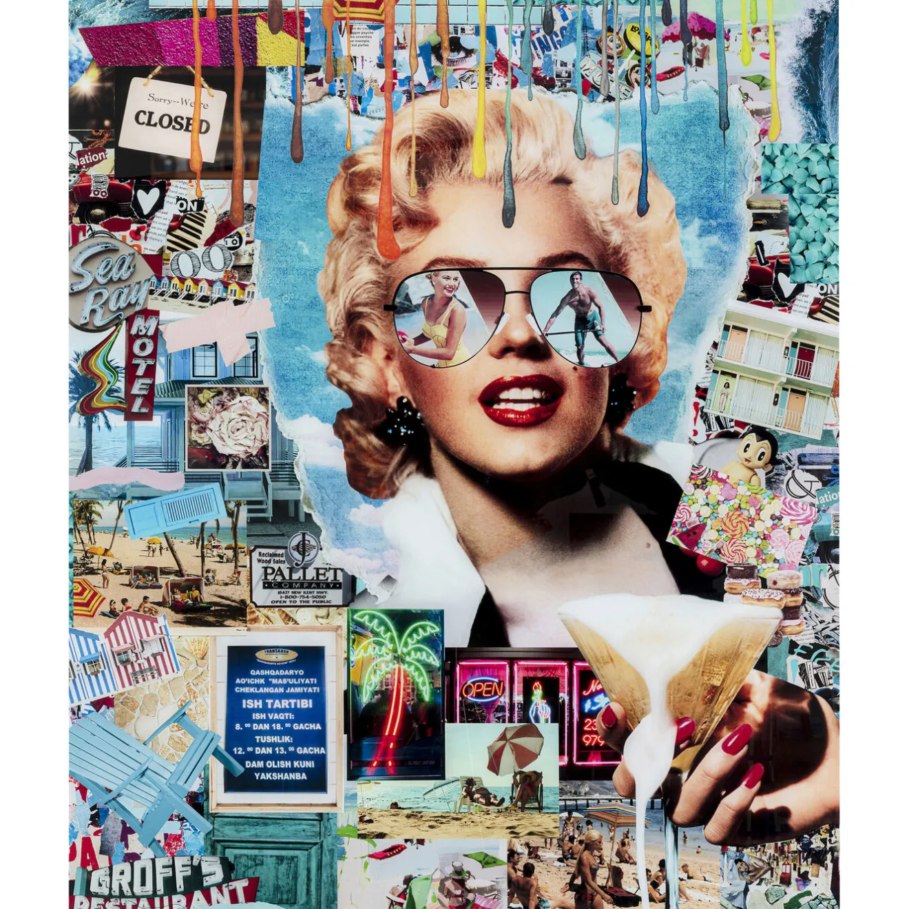 KARE Design Tableaux En Verre|Tableau En Verre Holiday In The 60S 120X150Cm