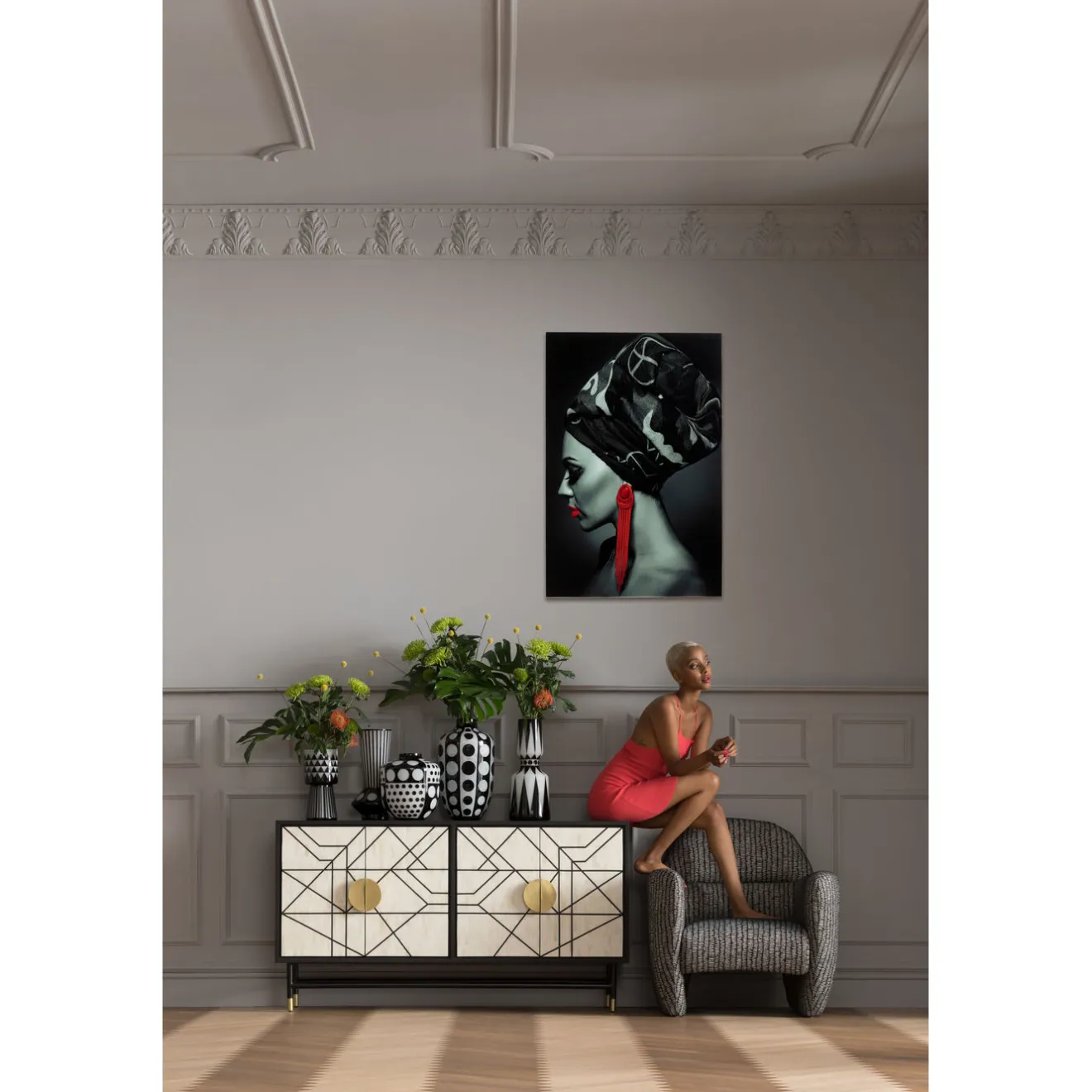 KARE Design Tableaux En Verre|Tableau En Verre Lady Red Earring 80X120Cm