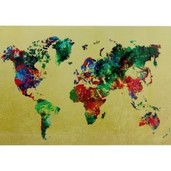 KARE Design Tableaux En Verre|Tableau En Verre Metallic Colourful Map 150X100Cm